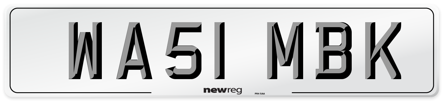 WA51 MBK Number Plate from New Reg